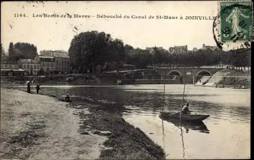 Ak Joinville le Pont Val de Marne, Debouche du Canal de Saint Maur
