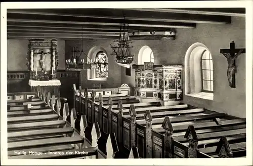 Ak Hallig Hooge in Nordfriesland, Inneres der Kirche