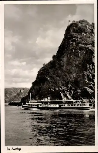 Ak Sankt Goarshausen am Rhein, Loreley, Rheindampfer