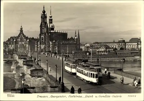 Ak Dresden, Blick zum Georgentor, Hofkirche, Hahn 12602