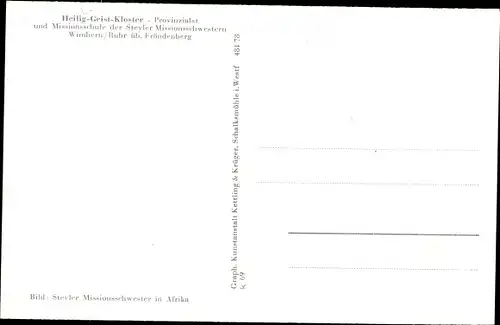 Ak Wimbern Wickede an der Ruhr, Heilig Geist Kirche, Provinzialat und Missionsschule