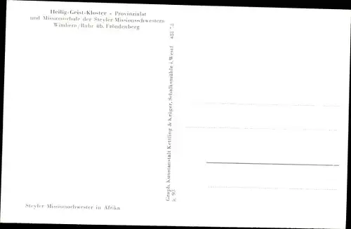 Ak Wimbern Wickede an der Ruhr, Heilig Geist Kirche, Provinzialat und Missionsschule