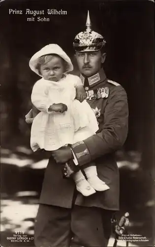 Ak August Wilhelm Prinz von Preußen, Portrait mit Sohn