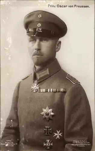 Ak Prinz Oscar von Preußen, Portrait, Uniform, Orden