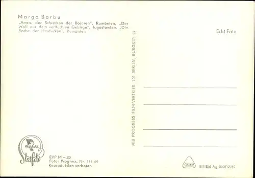 Ak Schauspielerin Marga Barbu, Portrait