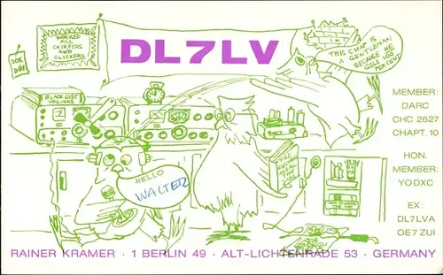 Ak QSL Karte, Funkerkarte, DL7LV, Eilen, Rainer Kramer, Berlin Alt Lichtenrade