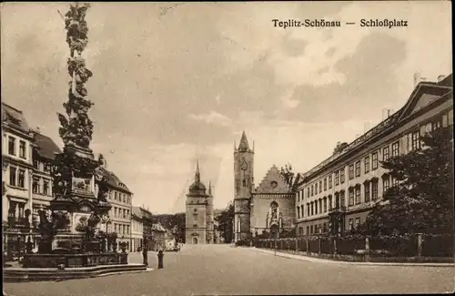 Ak Teplice Šanov Teplitz Schönau Region Aussig, Schlossplatz