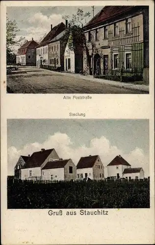 Ak Stauchitz in Sachsen, Siedlung, alte Poststraße