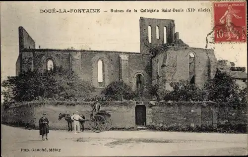 Ak Doué la Fontaine Maine et Loire, Ruines de la Collegiale Saint Denis