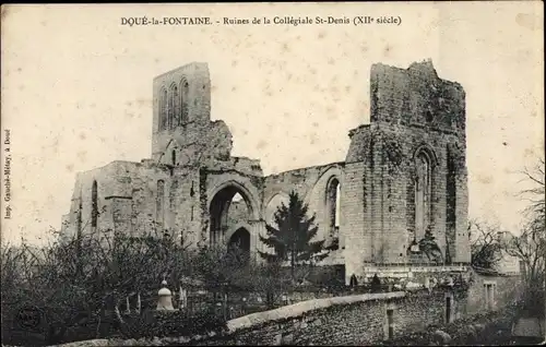 Ak Doué la Fontaine Maine et Loire, Ruines de la Collegiale St Denis