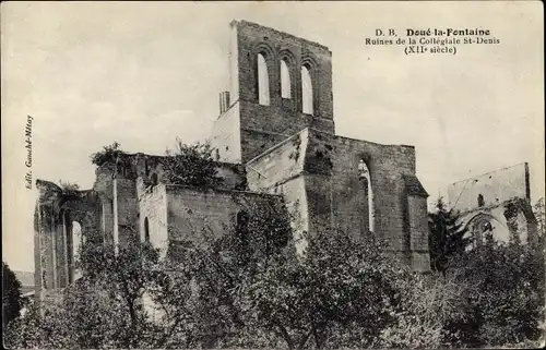 Ak Doué la Fontaine Maine et Loire, Ruines de la Collegiale Saint Denis