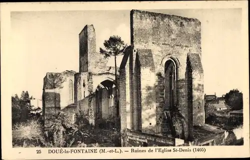 Ak Doué la Fontaine Maine et Loire, Ruines de l'Eglise Saint Denis