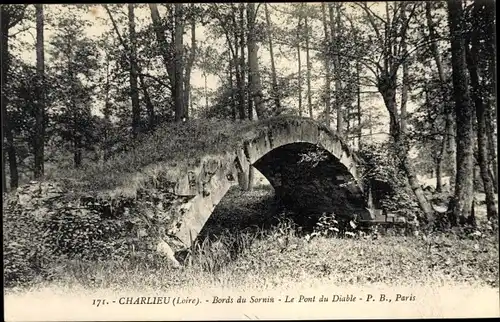 Ak Charlieu Loire, Bords du Sornin, Le Pont du Diable