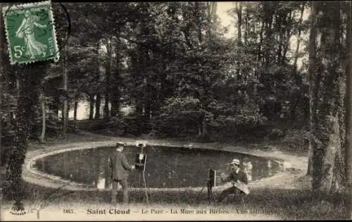 Ak Saint Cloud Hauts de Seine, Le Parc, La Mare aux Biches, Vue artistique