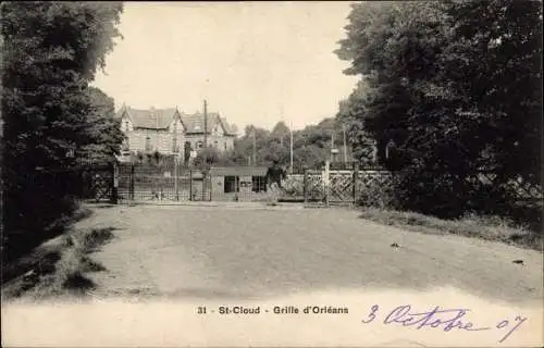 Ak Saint Cloud Hauts de Seine, Grille d'Orleans