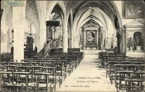 Ak Chailly en Biere Seine et Marne, Interieur de l'Eglise