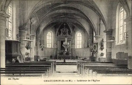 Ak Chauconin Seine et Marne, Interieur de l'Eglise