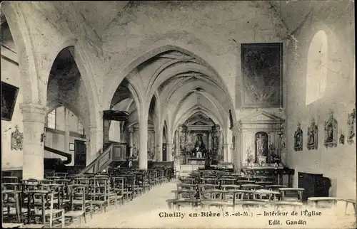 Ak Chailly en Biere Seine et Marne, Interieur de l'Eglise