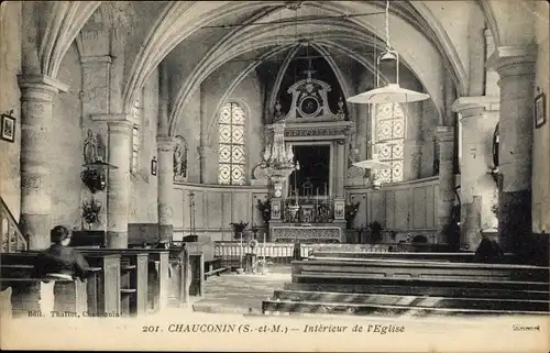 Ak Chauconin Seine et Marne, Interieur de l'Eglise