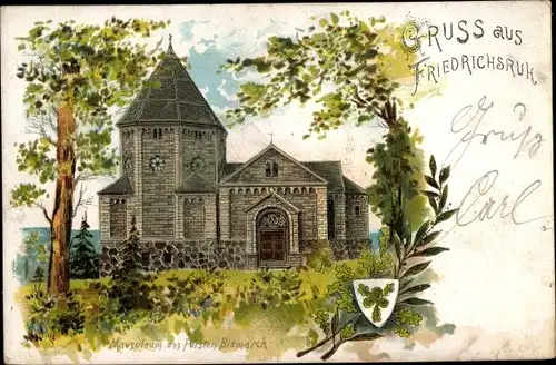 Litho Friedrichsruh Aumühle im Herzogtum Lauenburg, Mausoleum d. Fürsten Bismarck