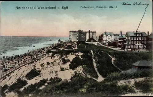 Ak Nordseebad Westerland auf Sylt, Belvedere, Dünenstraße 10