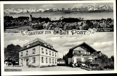 Ak Deutschland, Gasthof zur Post, Panorama Alpen