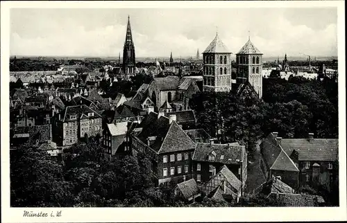 Ak Münster in Westfalen, Gesamtansicht der Stadt mit Kirche