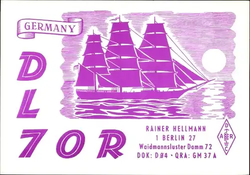 Ak QSL Karte, Funkerkarte, Berlin, Rainer Hellmann, DL7OR