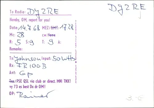 Ak QSL Karte, Funkerkarte, Berlin, Rainer Hellmann, DL7OR