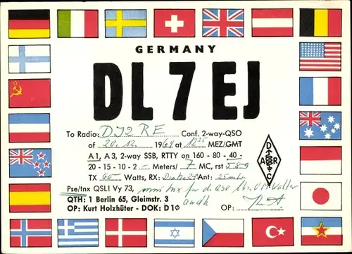 Ak QSL Karte, Funkerkarte, Berlin, Kurt Holzhüter, DL7EJ