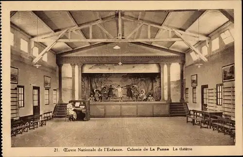 Ak La Panne Westflandern, Oeuvre Nationale de l'Enfance, Colonie de La Panne, Le theatre
