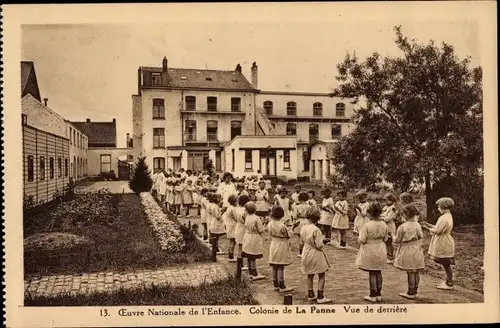 Ak La Panne Westflandern, Oeuvre Nationale de l'Enfance, Colonie de La Panne, Vue de derriere