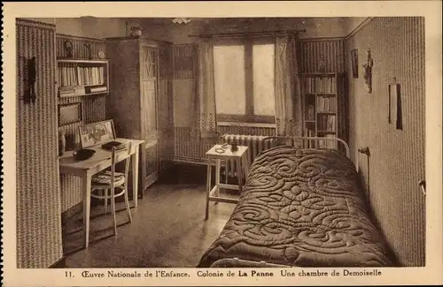 Ak La Panne Westflandern, Oeuvre Nationale de l'Enfance, Colonie de La Panne, Une chambre
