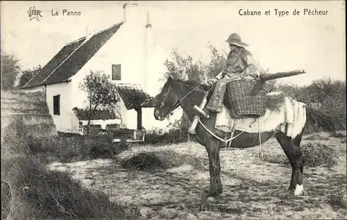 Ak La Panne Westflandern, Cabane et Type de Pêcheur