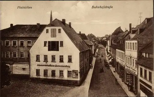 Ak Hainichen in Sachsen, Blick auf die Bahnhofstraße, Samenhandlung, Geschäft