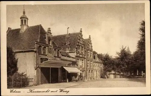 Ak Edam Volendam Nordholland, Kaasmarkt met Waag