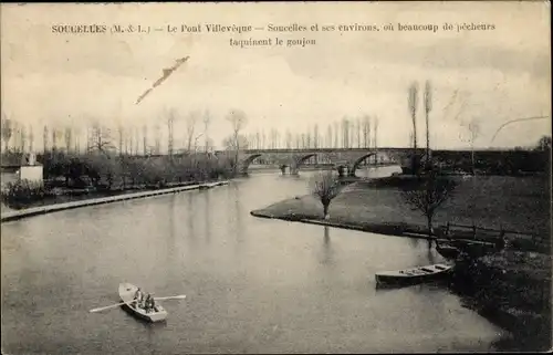 Ak Soucelles Maine et Loire, Le Pont Villeveque