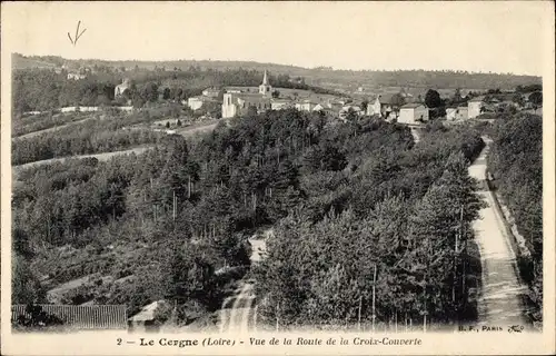 Ak Le Cergne Loire, Vue de la Route de la Croix Couverie