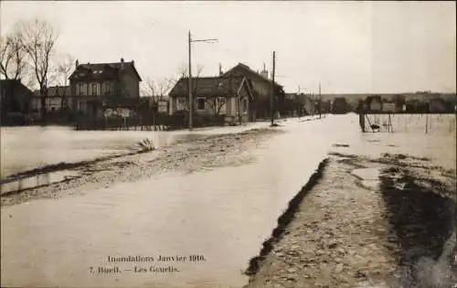 Ak Rueil Malmaison Hauts de Seine, Inondations Janvier 1910, Les Gourlis