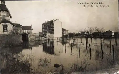 Ak Rueil Malmaison Hauts de Seine, Inondations Janvier 1910, Les Graviers