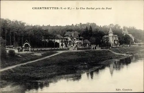 Ak Chartrettes Seine et Marne, Le Clos Barbot pris du Pont