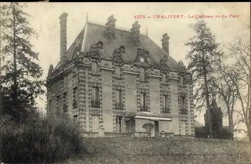 Ak Chalifert Seine et Marne, Le Chateau vu du Parc