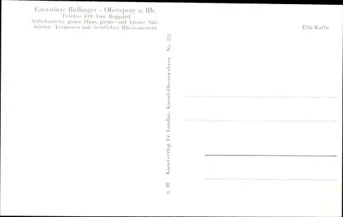 Ak Oberspay Spay am Rhein, Panorama, Gaststätte Bulliger