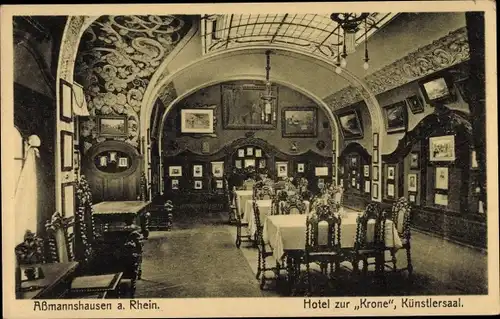 Ak Assmannshausen Rüdesheim am Rhein, Haus zur Krone, Künstlersaal