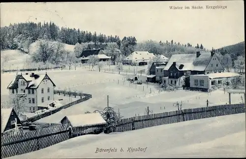 Ak Bärenfels Kipsdorf Erzgebirge, Ort im Winter, Schnee