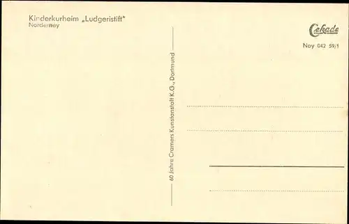 Ak Norderney in Ostfriesland, Kinderkurheim Ludgeristift