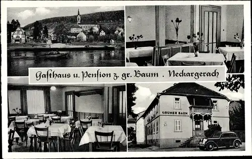 Ak Neckargerach in Baden Württemberg, Panorama, Gasthaus z. gr. Baum