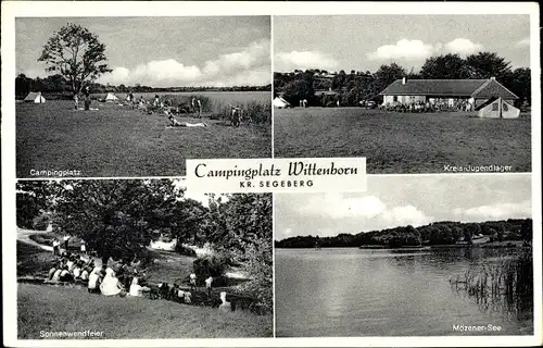 Ak Wittenborn in Schleswig Holstein, Kreis Jugendlager, Campingplatz, Sonnenwendfeier, See