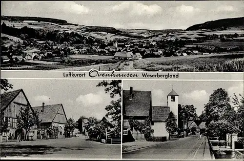 Ak Ovenhausen Höxter in Nordrhein Westfalen, Gesamtansicht, Dorfpartie, Kirche