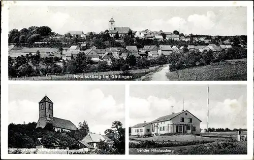 Ak Nikolausberg Göttingen in Niedersachsen, Gesamtansicht, Wallfahrtskirche, Sender Nikolausberg